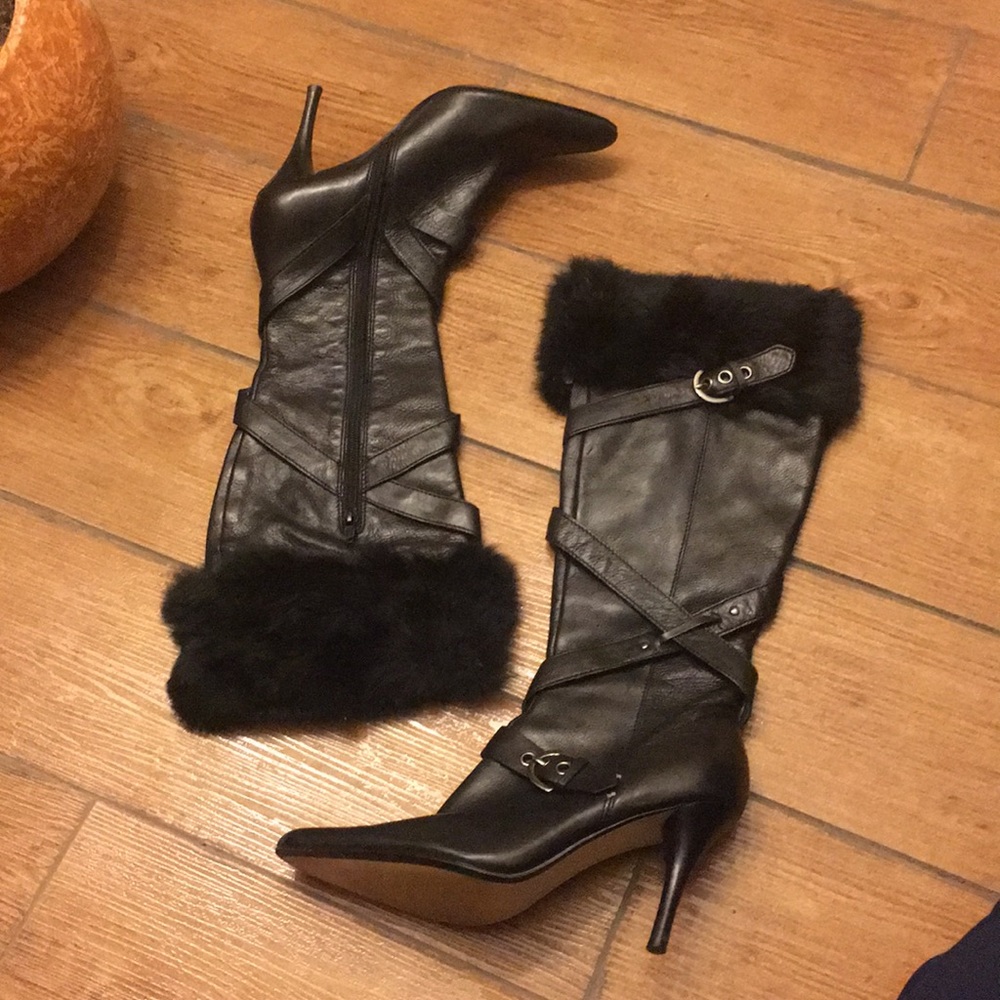 COPY - Nine West heel fur boots size 6